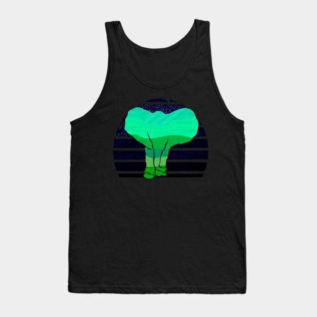 Elephant with green landscape and starry sky Tank Top by Littlelimehead